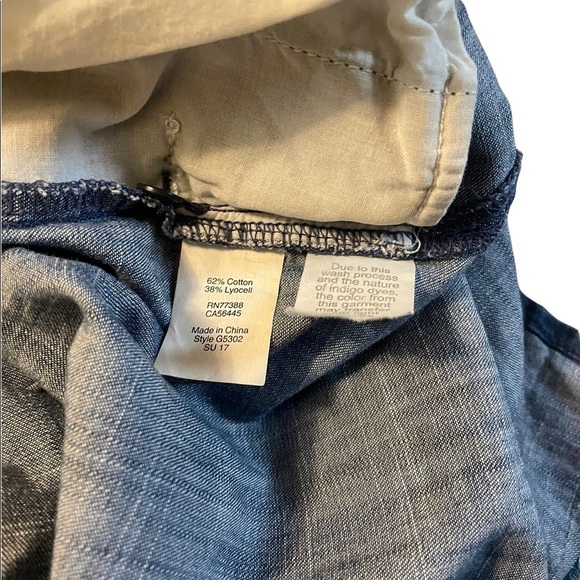 Madewell Chambray Denim Raw Edge Drop Hem Short Sleeve Button Down Shirt Dress - Picture 8 of 9